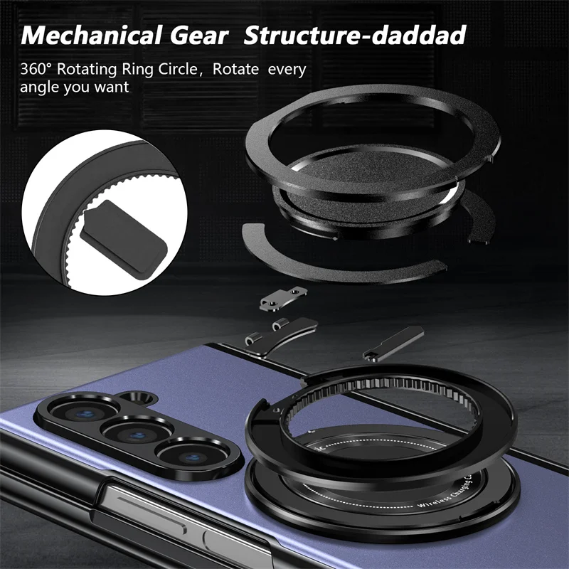 Luxury Shockproof Case with 360° Rotating Bracket for Samsung Galaxy Z Fold - onlinemegasale.com