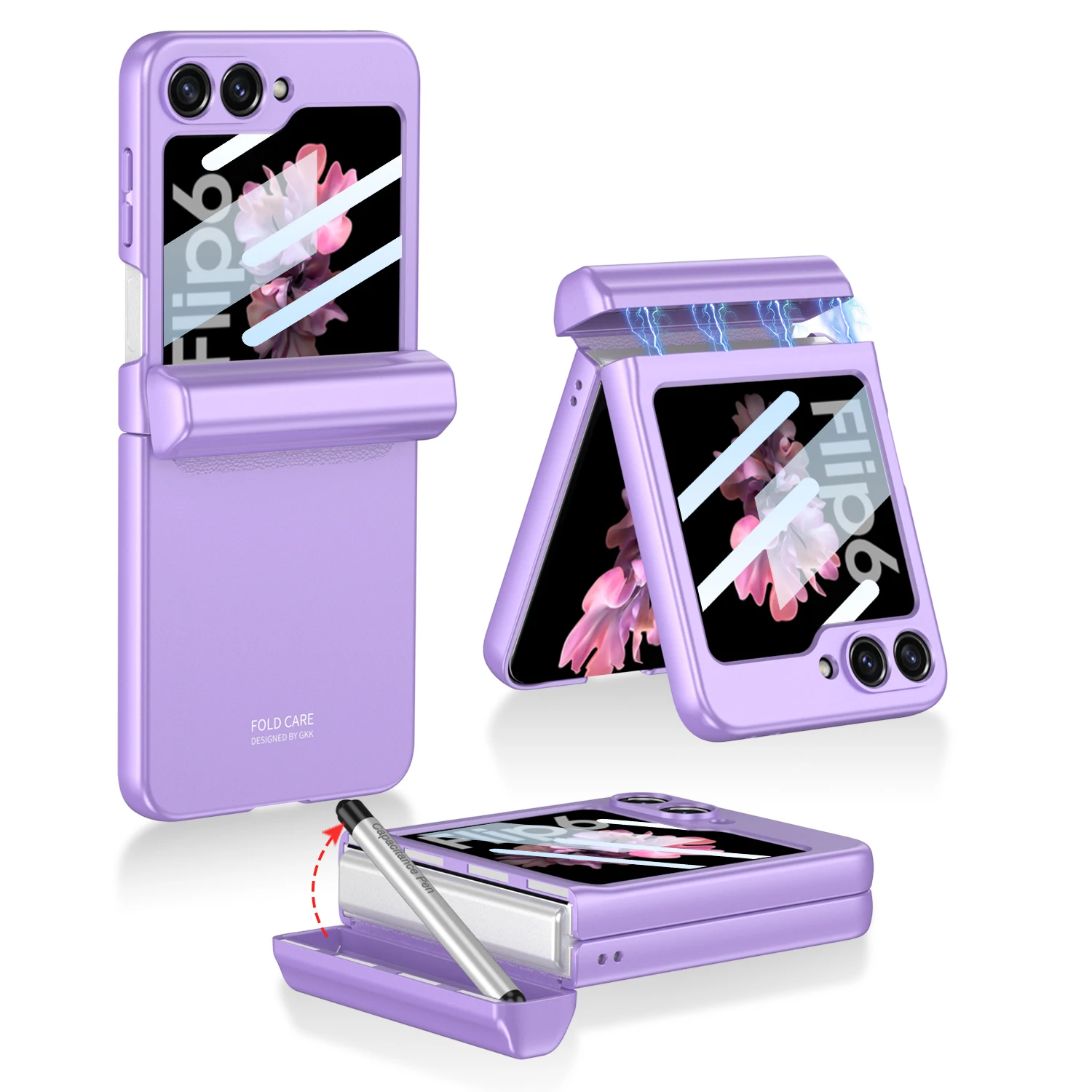 Shockproof Case with Magnetic Hinge Protection & Touch Pen for Samsung Galaxy Z Flip 6 - onlinemegasale.com