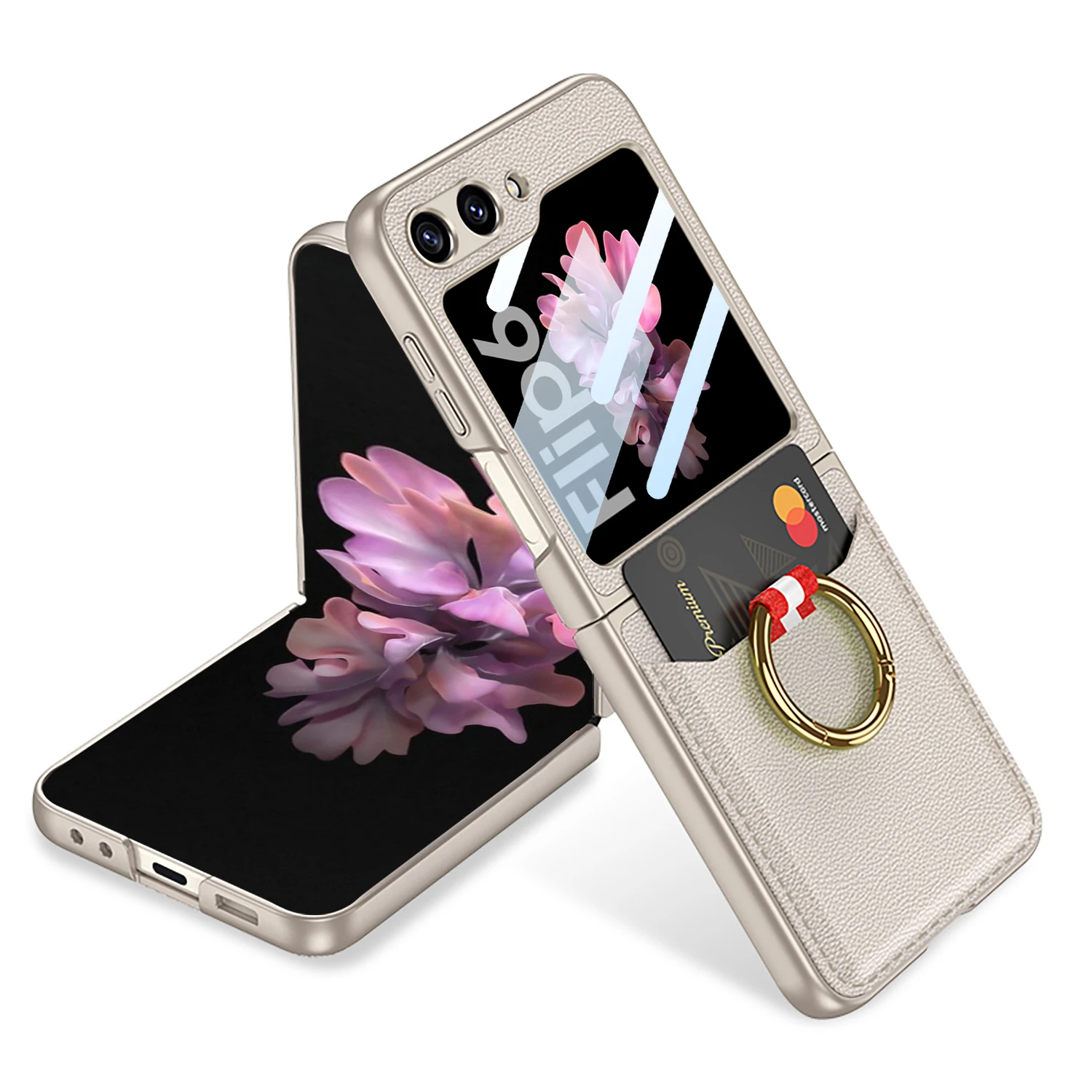 Leather Case with Ring Holder for Samsung Galaxy Z Flip 6 - onlinemegasale.com