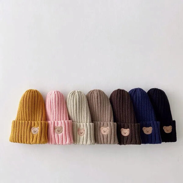 Teddy Bear Embroidered Kids Beanie