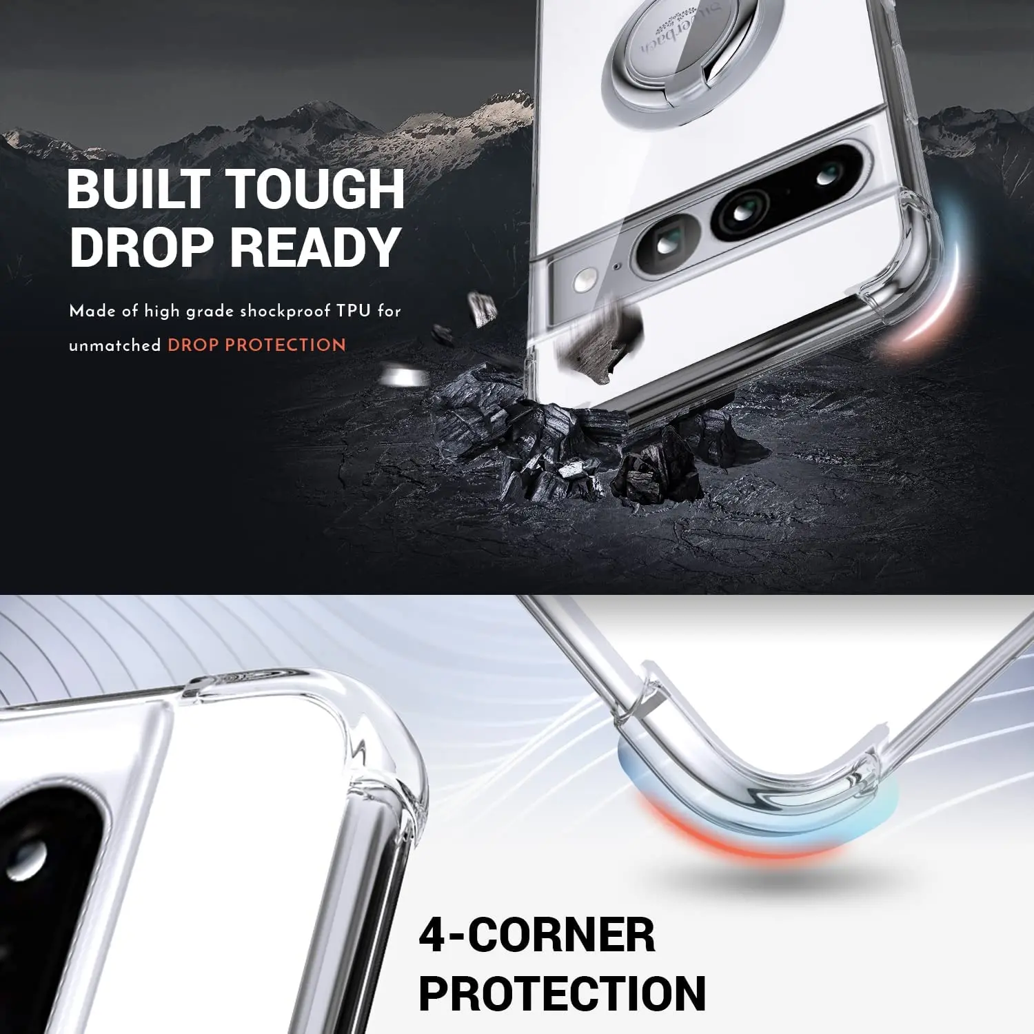 Ring Holder Shockproof Phone Case For Google Pixel 7 Pro - onlinemegasale.com