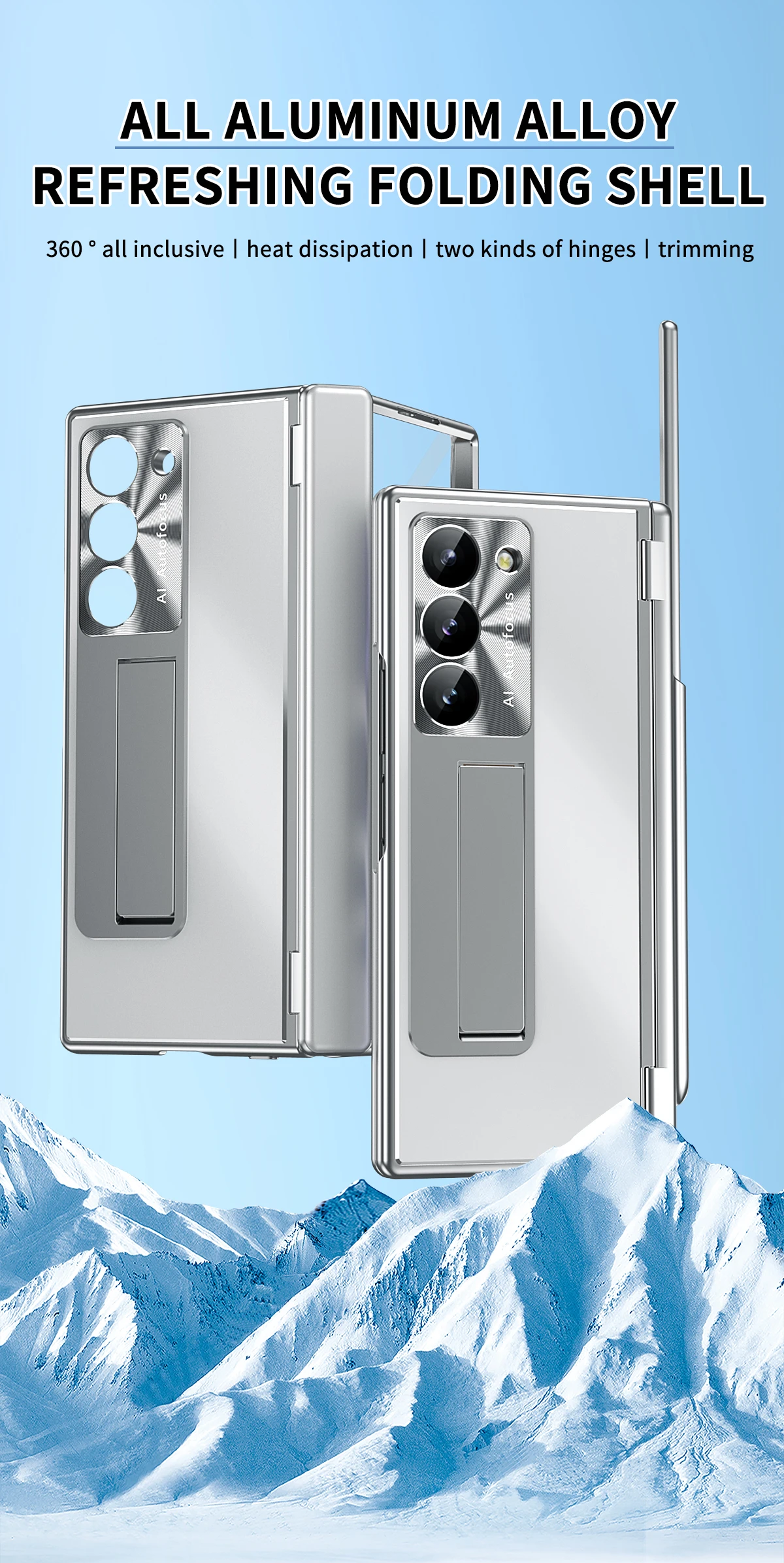 Full Protection Aluminium Case with Kickstand & Pen Holder For Samsung Galaxy Z Fold Series - onlinemegasale.com