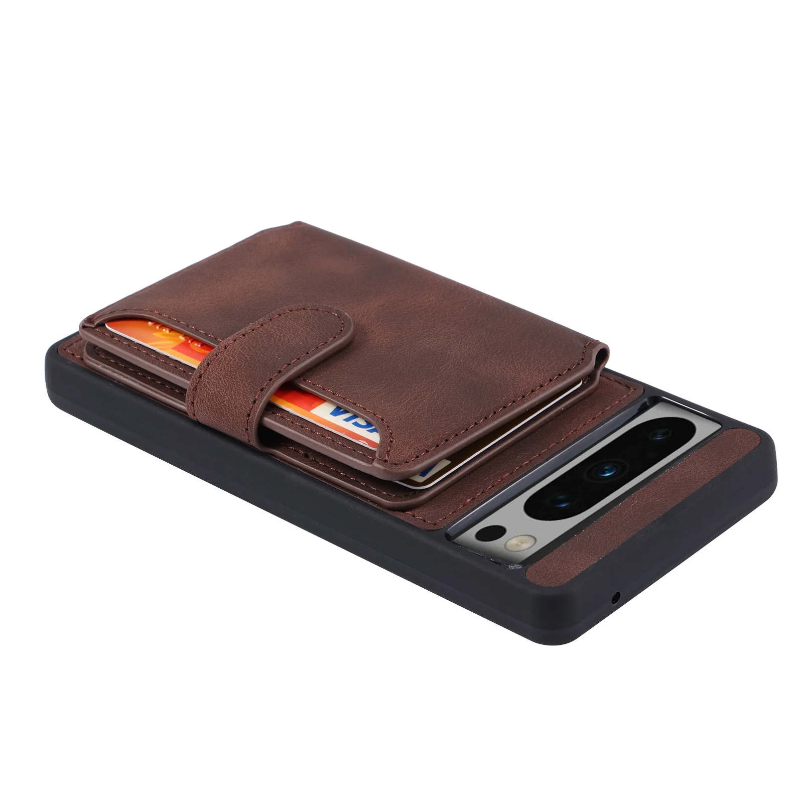 Shockproof Leather Wallet Case For Google Pixel 8 Series - onlinemegasale.com