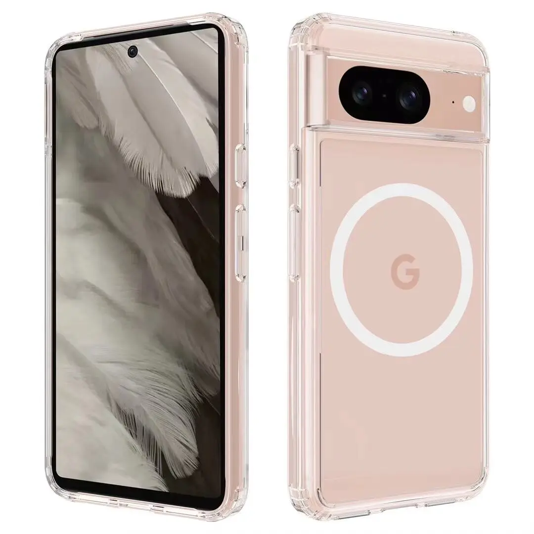 Transparent Magnetic Wireless charging Case For Google Pixel 8 Series - onlinemegasale.com