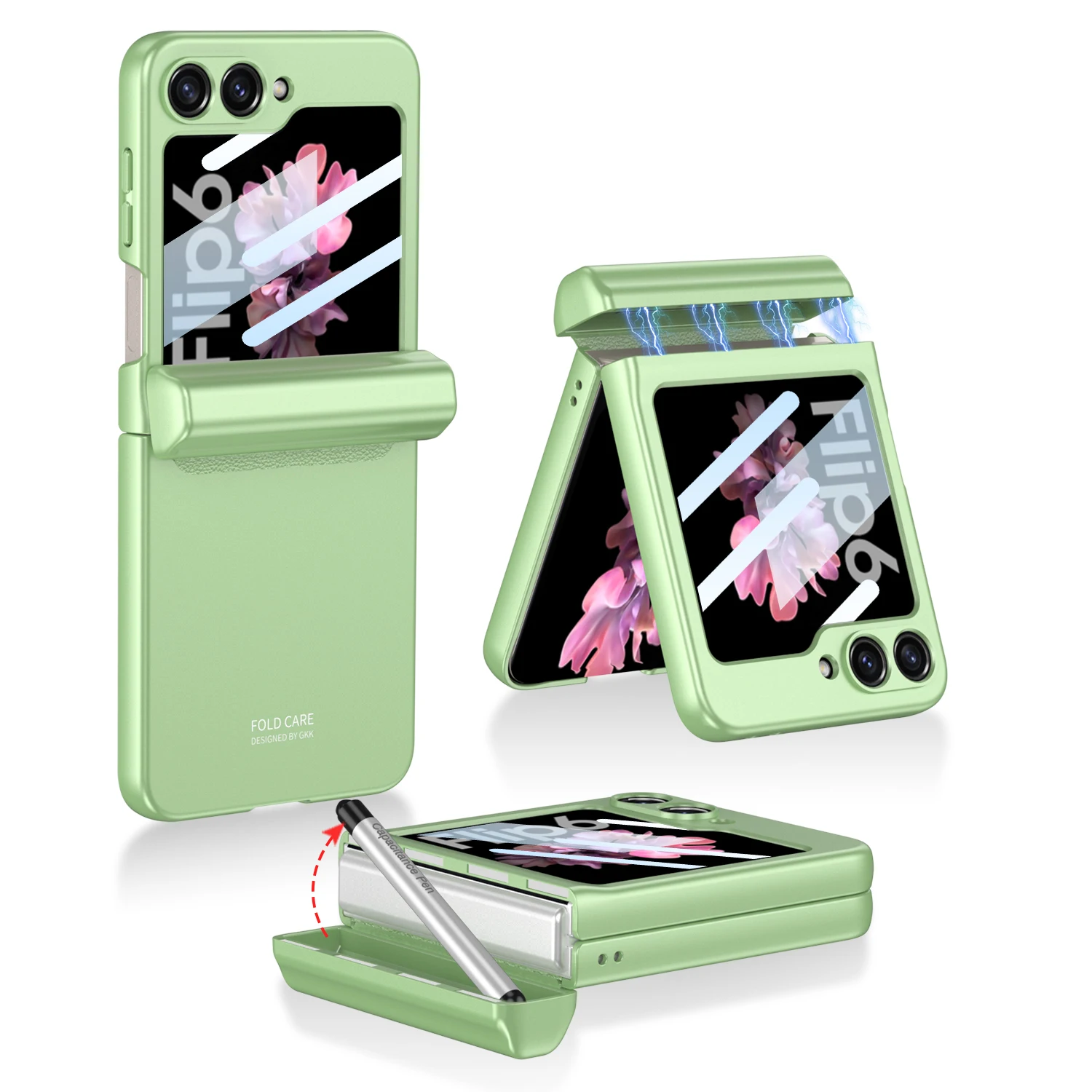Shockproof Case with Magnetic Hinge Protection & Touch Pen for Samsung Galaxy Z Flip 6 - onlinemegasale.com