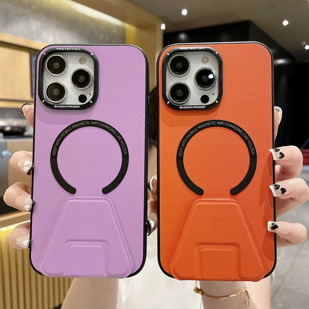 Kickstand Leather Case For iPhone - onlinemegasale.com