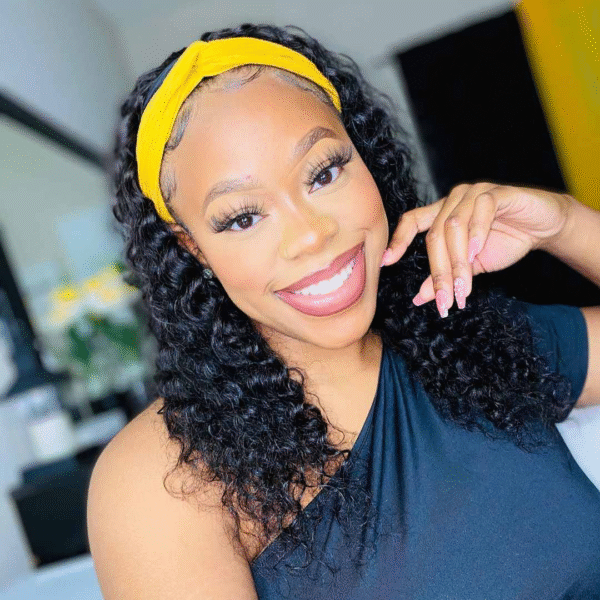 Cranberry Breathable Comfortable Headband Bob Deep Wave 180% Density Human Hair Beginner Wig