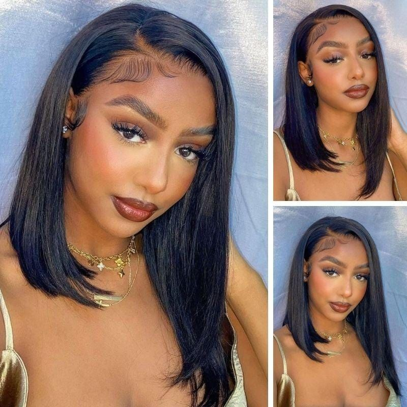 VNS_3L_EU0_O0T_EVQX0 Cranberry Straight Lace Front Bob Wigs Short Peruvian Human Hair Wigs For Black Women - onlinemegasale.com