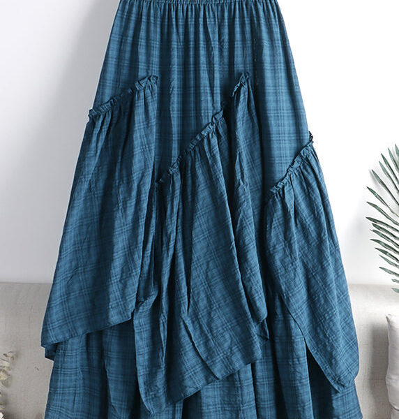 Alheli™ - A-Line Checkered Skirt with Patchwork