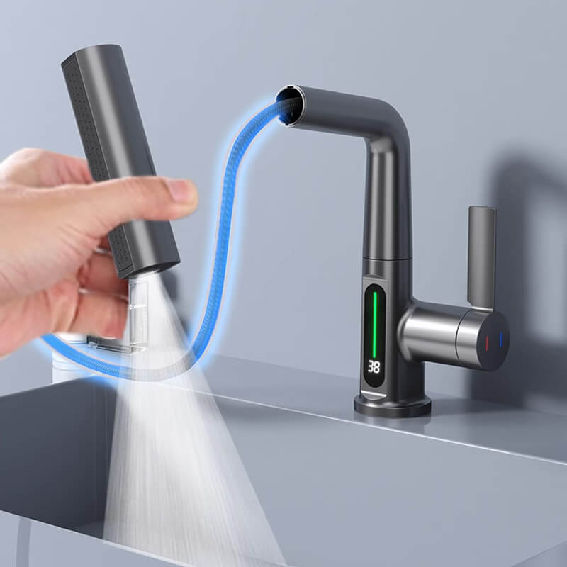 Lntelligent digital display pull-out faucet - onlinemegasale.com