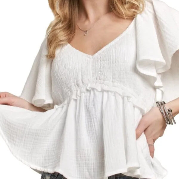 Flare Sleeves Peplum Blouse Top