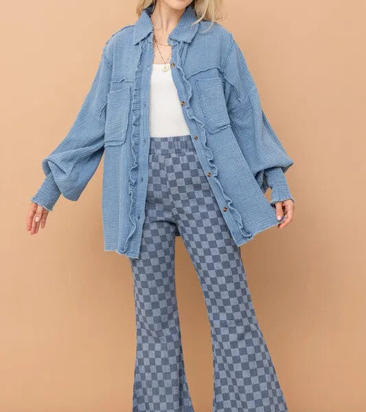 Checkerboard High Waist Bell Pants