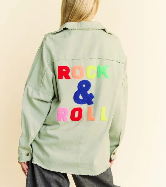 Multi Color Rock & Roll Fringed Hem Loose Fit Shacket
