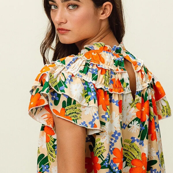 Multi Color Floral Print Woven Top