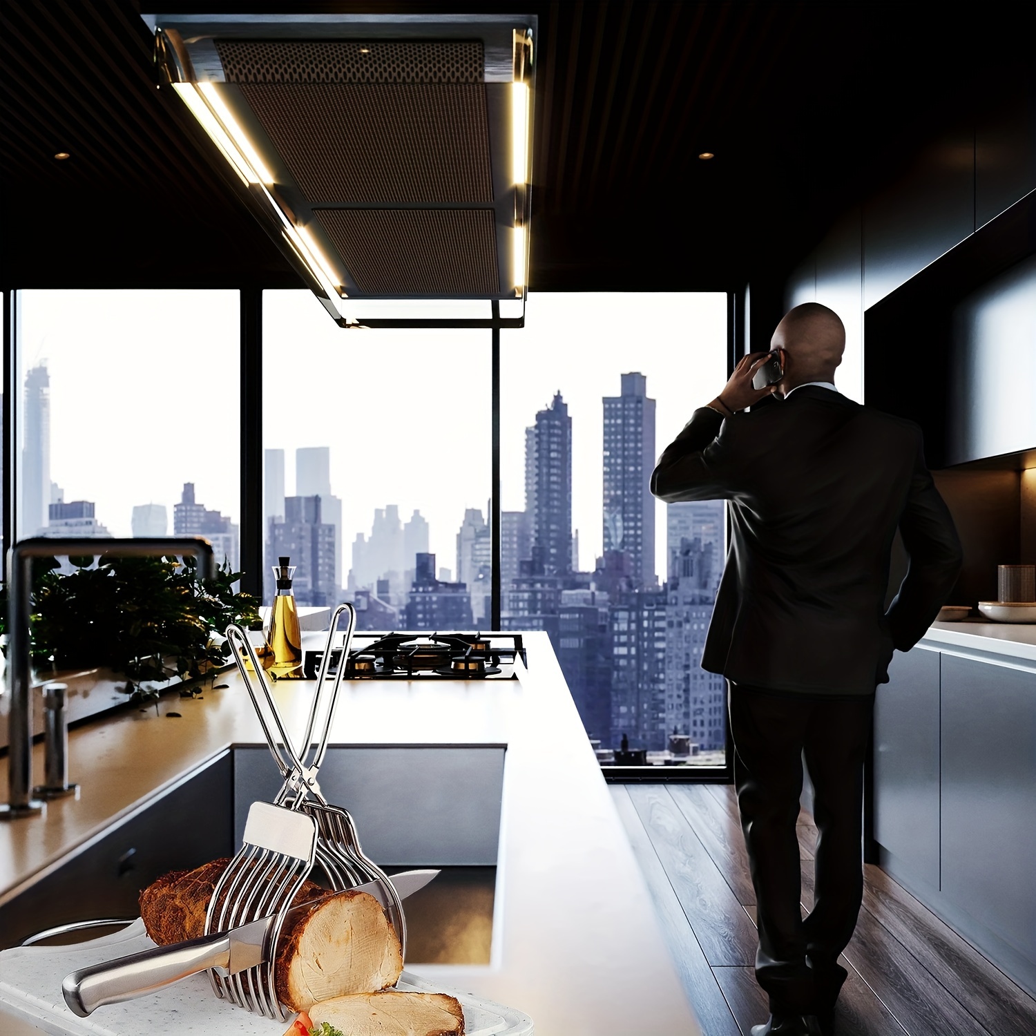 Stainless Steel Premium Roast Beef Cutting Tongs - onlinemegasale.com