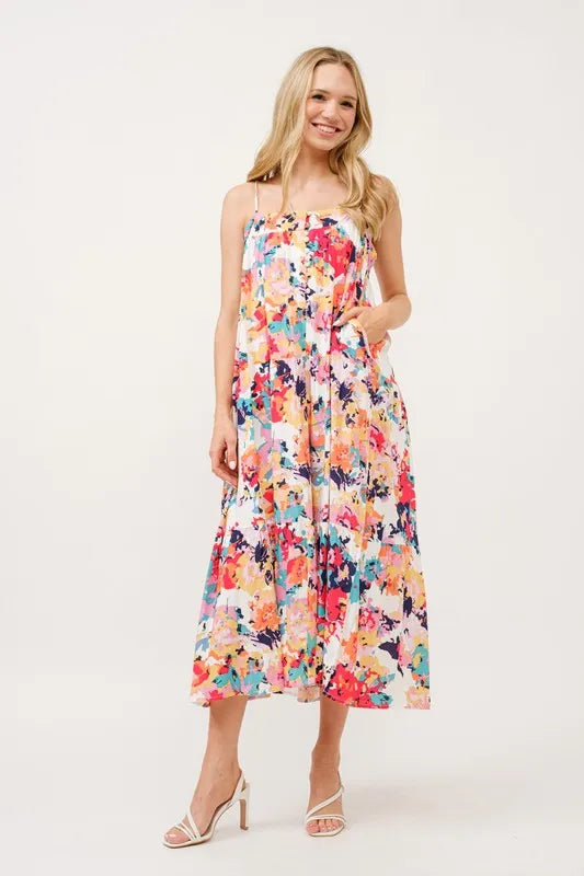 afb5b5e5053f4fa59061fc0dc9bdee64-Max-Origin Tiered Floral Midi Cami Dress with Pockets - onlinemegasale.com