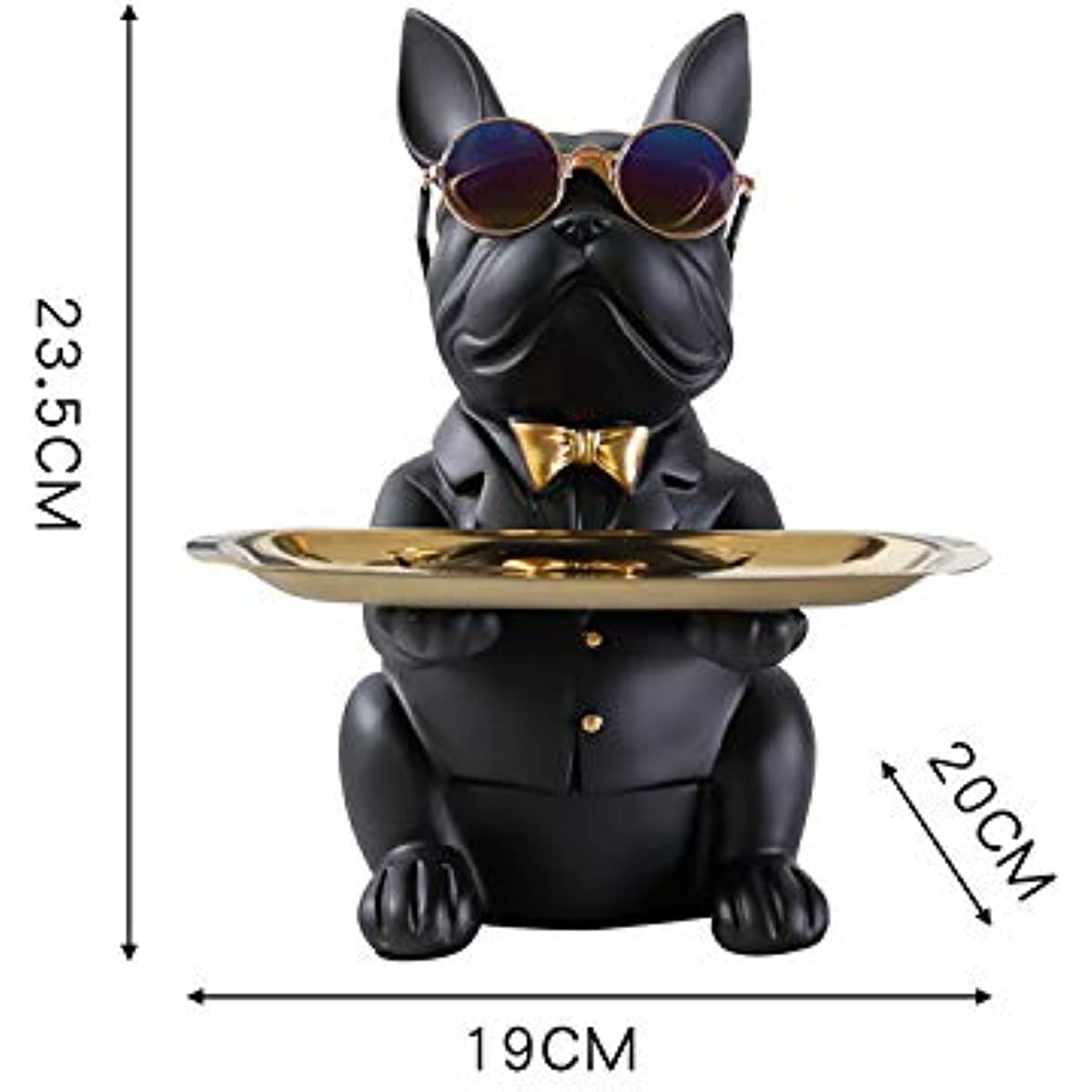 Cool Bulldog Sculpture French Statue with Stainless Steel Tray, Statue, Table Decoration - onlinemegasale.com