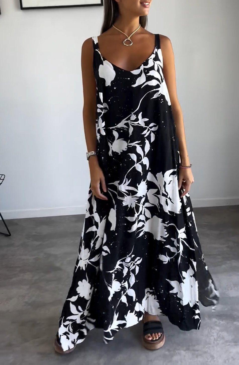 Women's Flared Dress with Print - onlinemegasale.com