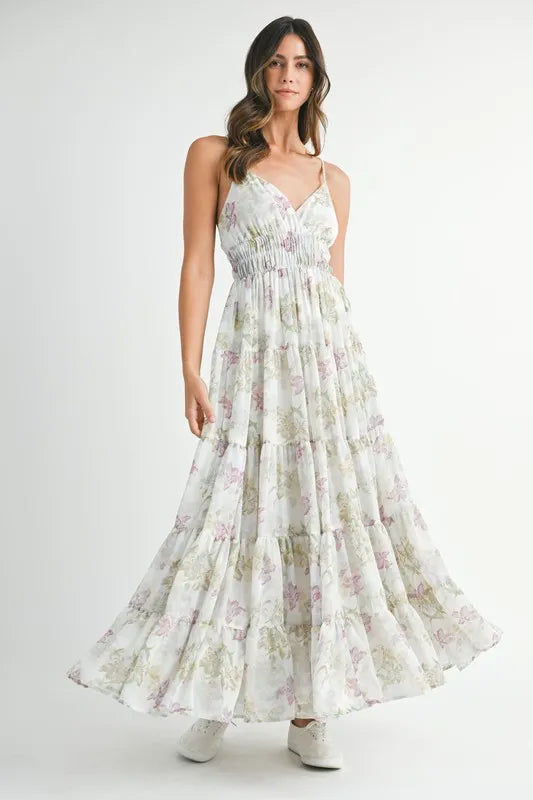 b6cc71dbaf574c7c8654e51928324597-Max-Origin Floral Print Tiered Cami Maxi Dress - onlinemegasale.com
