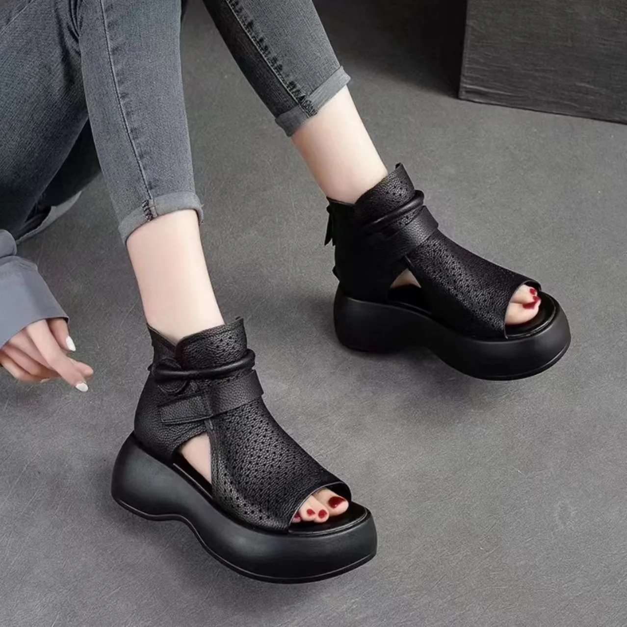 2024 Newest Women's Retro Soft PU Leather Sandalias - onlinemegasale.com