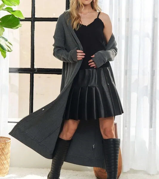 Mineral Washed Hoodie Cardigan