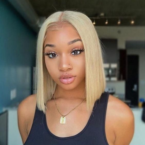 Cranberry 613 Blonde Bob Wig 4X4 Transparent Lace Closure Human Hair 10-16 inches Wigs