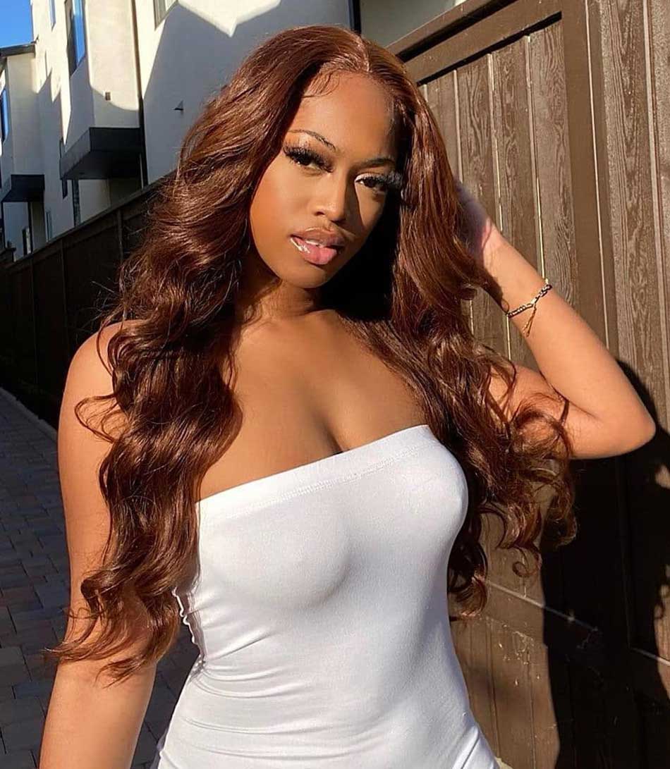 Tuneful Chocolate Brown #4 Color 13x4 5x5 HD Glueless Lace Front Closure Human Hair Wigs Body Wave Frontal Wigs 180% Desnity - onlinemegasale.com