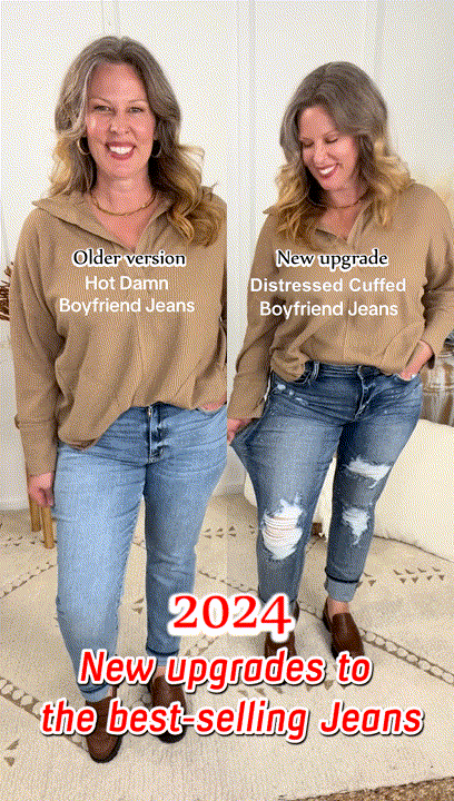 🔥Tummy Control Distressed Cuffed Boyfriend Jeans - onlinemegasale.com 🔥Tummy Control Distressed Cuffed Boyfriend Jeans - onlinemegasale.com