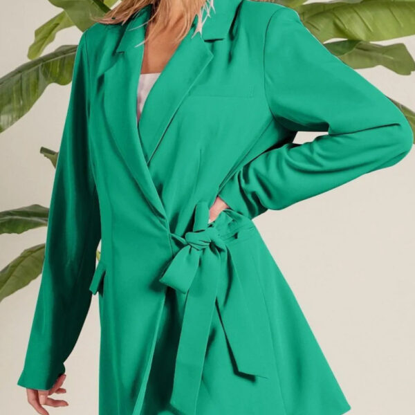 Wrap Tie Detailed Long Blazer