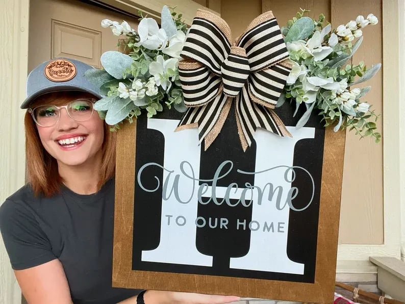 Welcome Front Door Wreath - onlinemegasale.com
