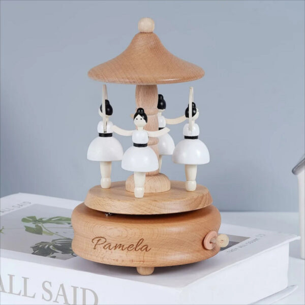Personalised Ballerina Musical Carousel Wooden Music Box