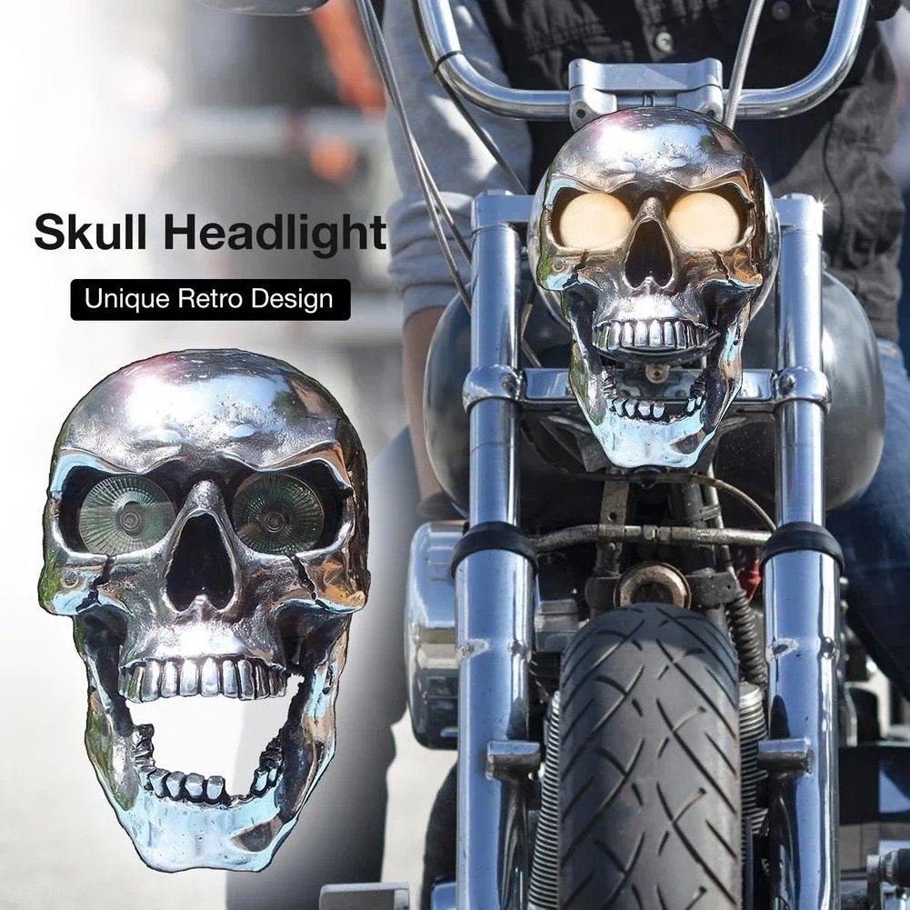 (Upgraded Version) Motorcycle Skull Headlamp Universal Headlamp LED Motorcycle - onlinemegasale.com