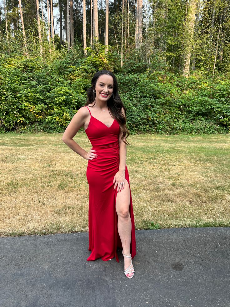 Violett™ - Elegant Red Dress - onlinemegasale.com