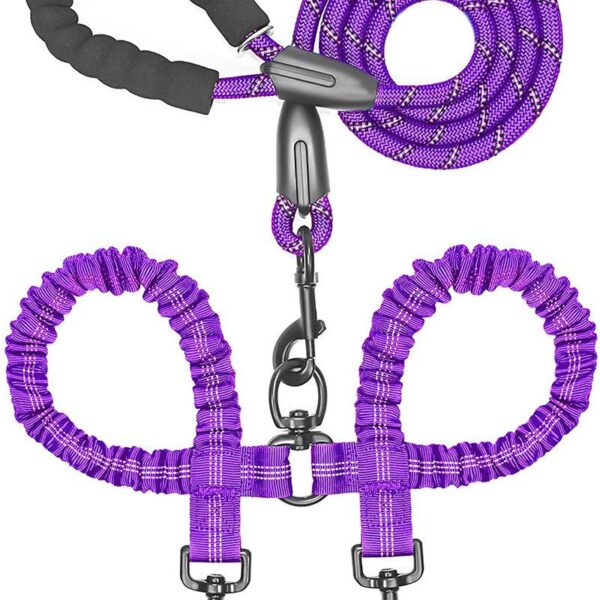 Double Dog Leash - Dual Connection Lead with Hook & Reflective Safety Features