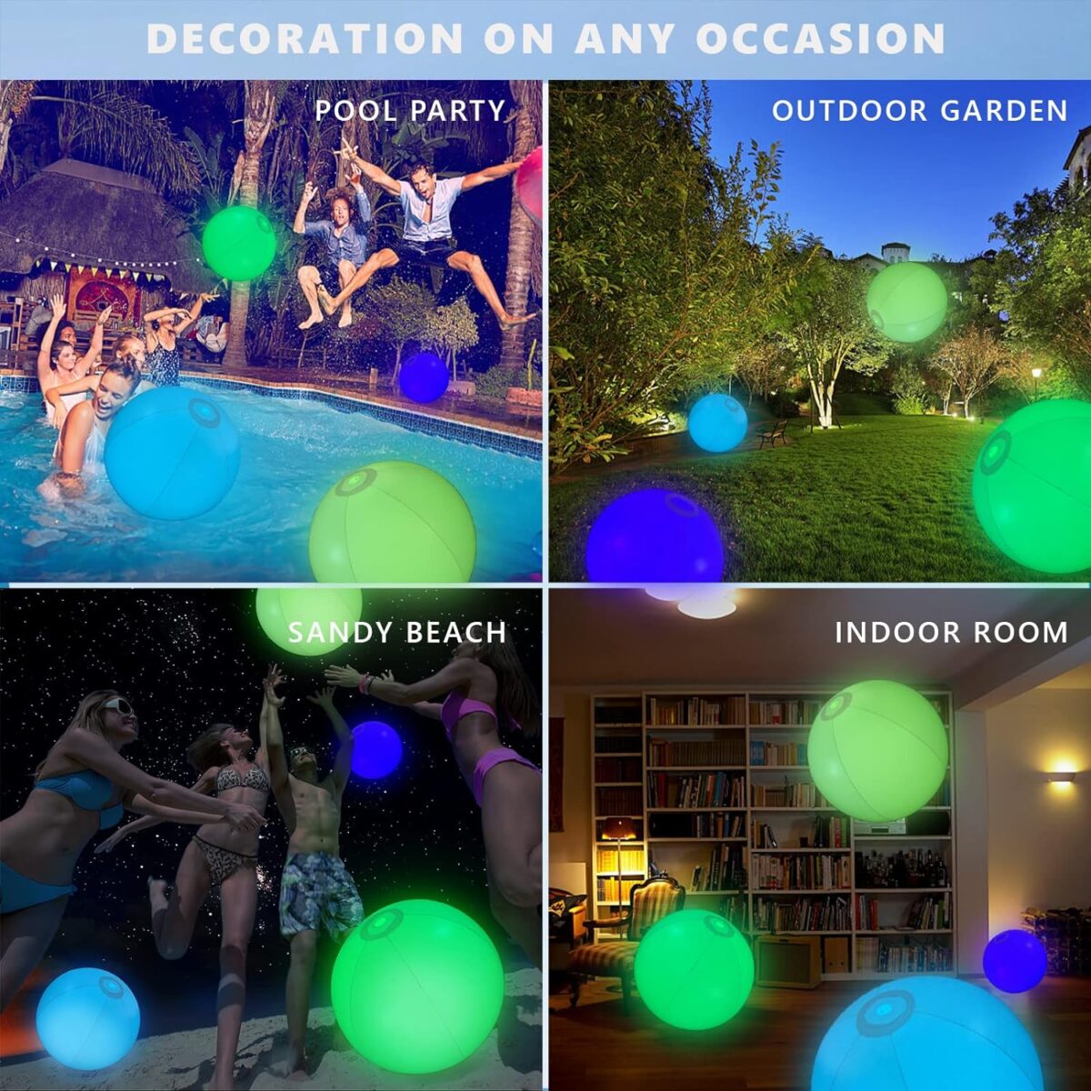 Pool Decoration🎉LED Light 16 Colors Luminous Beach Ball - onlinemegasale.com
