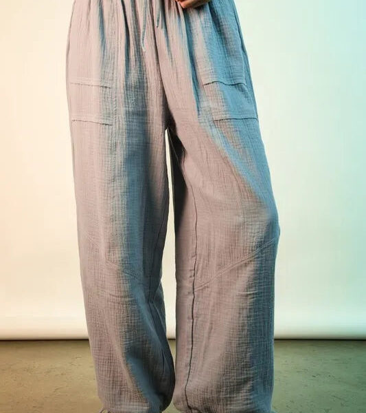 Wide Leg Gauze Solid Pants