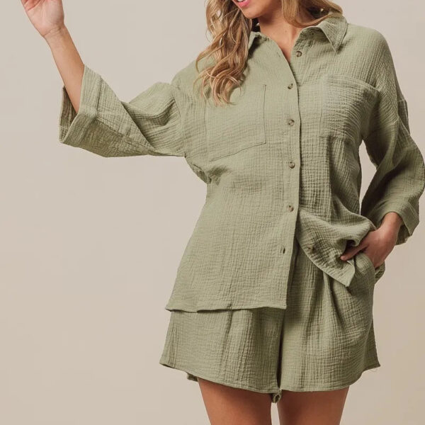 Crinkle Gauze Shirt and Short Set