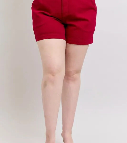 Plus Size High Waist Tummy Control Garment Dyed Heart Shaped Denim Shorts