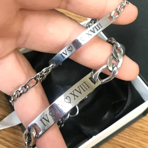 couples bracelets with roman letters
