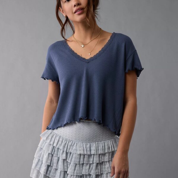 Clío™ - Cropped Waffle Shirt