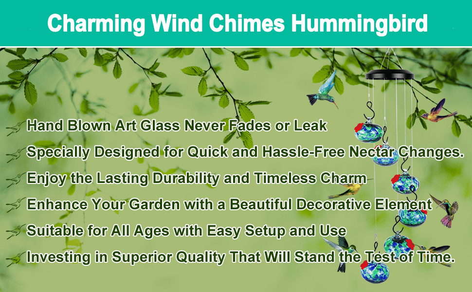 New Charming Wind Chimes Hummingbird feeders Garden Decor - onlinemegasale.com
