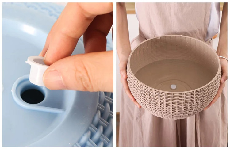 Plastic Rattan Hanging Planter Basket with Drainage Hole - onlinemegasale.com