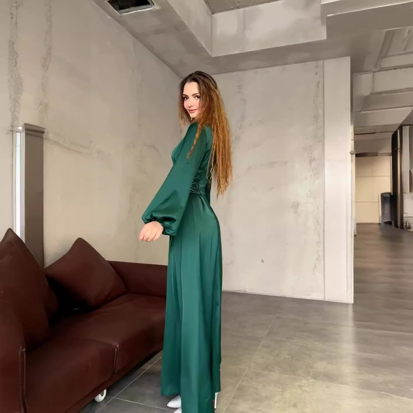 French Elegant Soft Elastic Cuff Long Dress - onlinemegasale.com