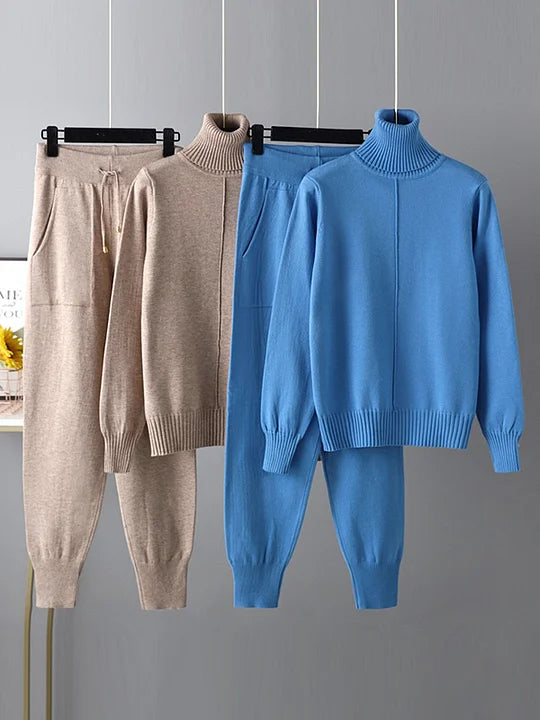 Ola™ - High Neck Sweater and Trousers Set - onlinemegasale.com