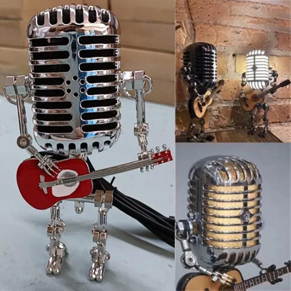 🔥🔥Vintage Metal Microphone Robot Desk Lamp - onlinemegasale.com