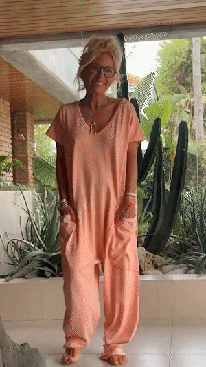 Triana™ - Casual Solid Colour V-Neck Jumpsuit - onlinemegasale.com