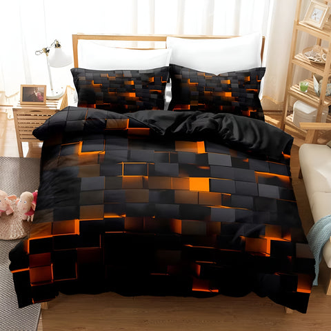 GEOMATRIX | 3pcs Quilt Cover Set - onlinemegasale.com