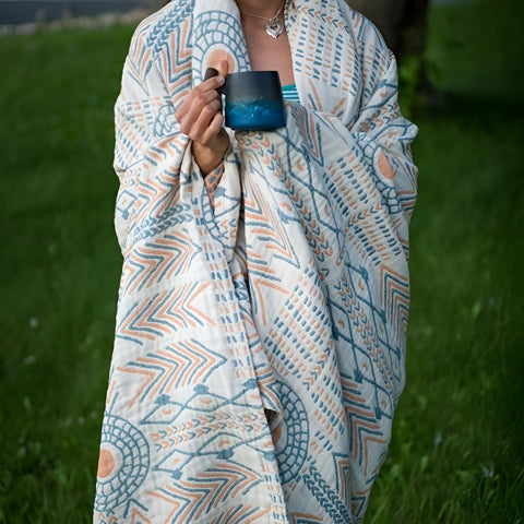 Reversible Chic Cotton Throw Blanket - onlinemegasale.com