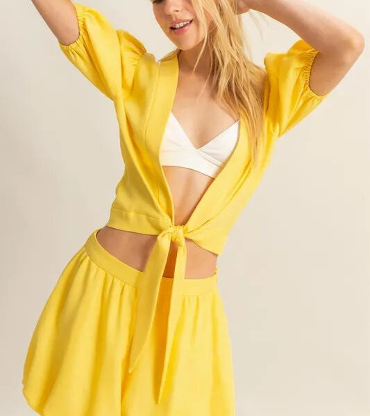 HYFVE Front Tie Top and Bubble Hem Shorts