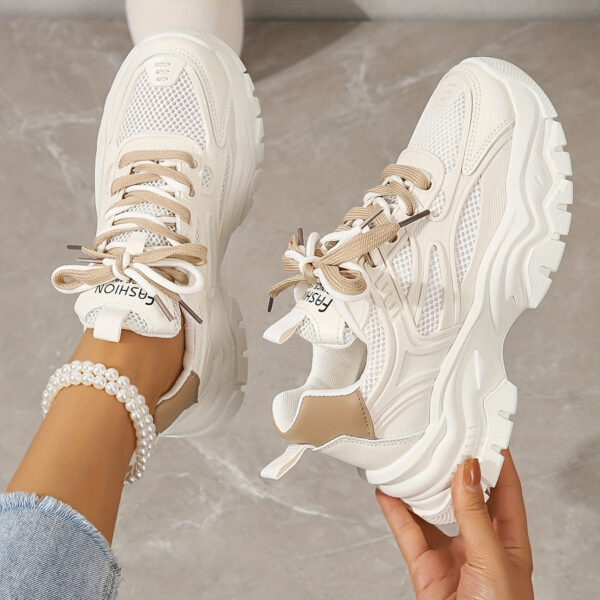 Stylish Women's Mesh Sneakers with Chunky White Soles